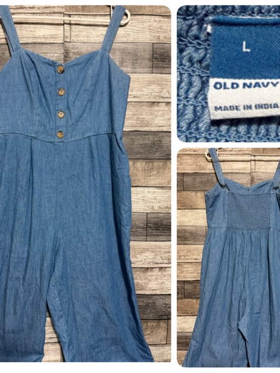 Old Navy Pants - Old Navy Chambray Wide Leg Jumpsuit Women’s L Blue (Inseam 25.5) Cotton